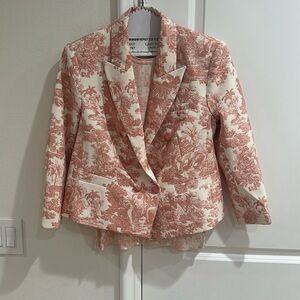 L’Agence Beautiful Pink/Cream Printed Women's Blazer with matching shirt